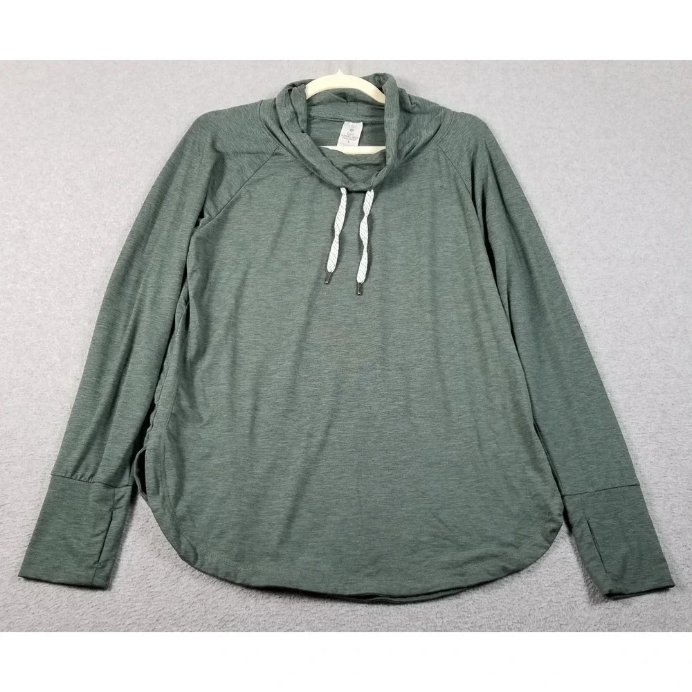 Member's Mark Activewear Top Women Small Green Long Sleeve Funnel Neck Thumbhole